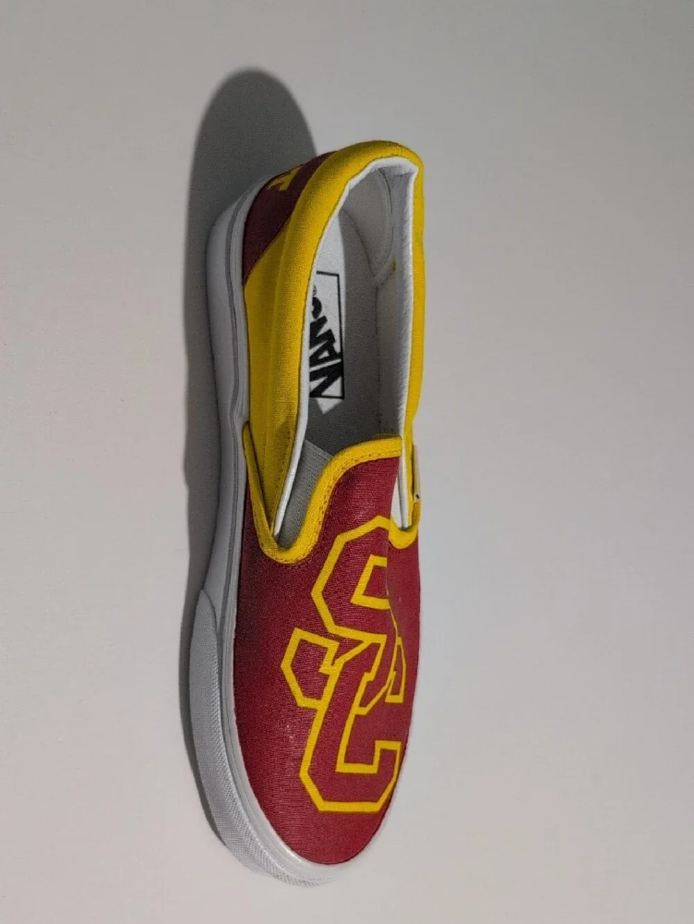 Vans Classic Graphic Slip-On Sneakers Maroon Yellow Unisex Size